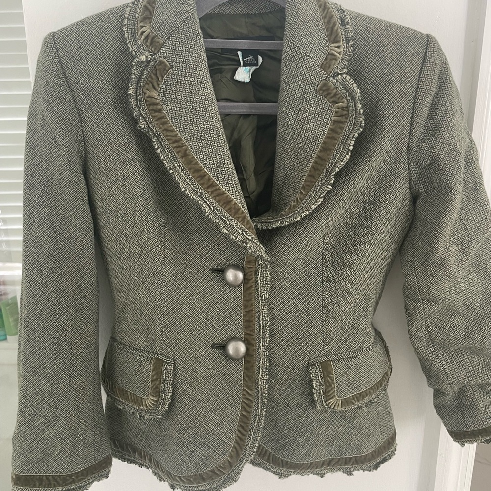 Wool, olive green vintage wool Banana Republic suit jacket